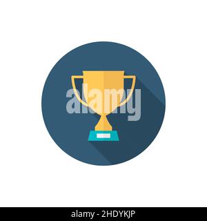 Trophäen-Vektor-Symbol-Champions, flaches Design, langer Schatten Stock Vektor