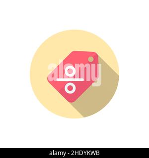 Rabatt Verkauf Vektor Symbol Symbol, flaches Design, lange Schatten Stock Vektor