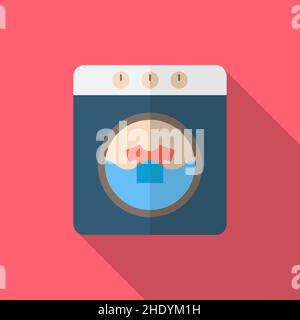 Vektor-Symbol für Waschmaschine, flaches Design, langer Schatten Stock Vektor