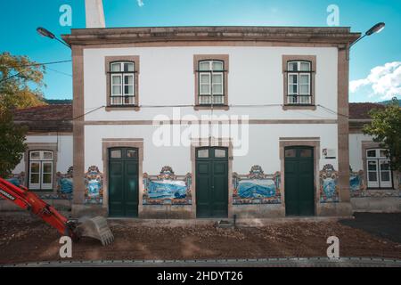 Pinhao Bahnhof, blaue und weiße Fliesen, Portugal Stockfoto