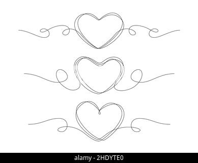 Herz eine Linie gezeichnet. Hochzeit, Liebe Konzept Skizze Vektor Illustration Stock Vektor
