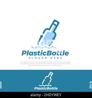 Recycelte Plastikflasche Logo Vektor, Symbol, Symbol, Design-Vorlage, marine Illustration Stock Vektor