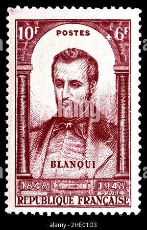Französische Briefmarke (1948) : Louis Auguste Blanqui (1805 – 1881) französischer Sozialist und politischer Aktivist Stockfoto