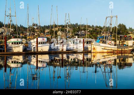 Fischerboote am Dock; Hafen; Newport; Oregon; USA Stockfoto
