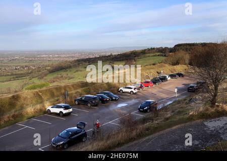 Crickley Hill Country Park Autoparkplatz, Gloucestershire, Großbritannien - 7. Januar 2022 Bild von Andrew Higgins/Thousand Word Media Stockfoto