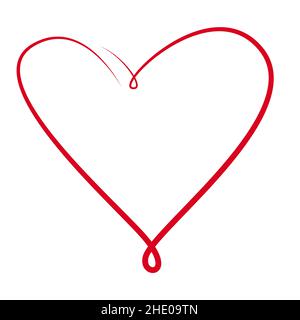Kontinuierliche eine Linie Zeichnung Herz isoliert auf weißem Hintergrund. Rote einfache Linienform Stock Vektor