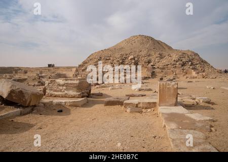 Blick auf die Pyramide von Unas von archäologischen Überreste in der Nekropole von Saqqara, Ägypten Stockfoto