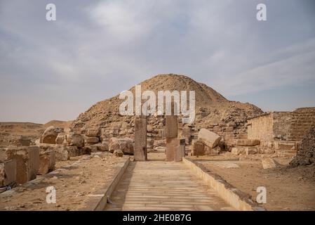 Blick auf die Pyramide von Unas von archäologischen Überreste in der Nekropole von Saqqara, Ägypten Stockfoto