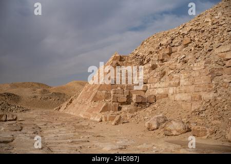 Blick auf die Pyramide von Unas von archäologischen Überreste in der Nekropole von Saqqara, Ägypten Stockfoto