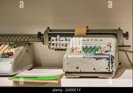 Mechanische Rechenmaschine der Astrawerke Chemnitz, Deutschland Stockfoto