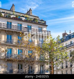 Paris, wunderschöne Gebäude, Boulevard Beaumarchais, im 11e-Viertel Stockfoto