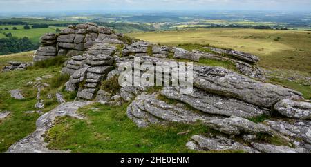 Beeindruckende Dartmoor-Landschaft am Belstone Common, nicht weit vom Dorf Belstone entfernt Stockfoto