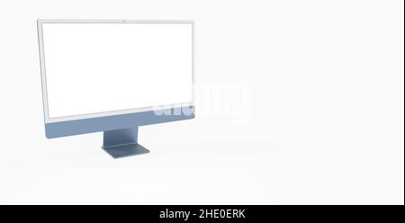 Eine 3D-Rendering-Abbildung eines Computerdisplays mit leerem Bildschirm Stockfoto