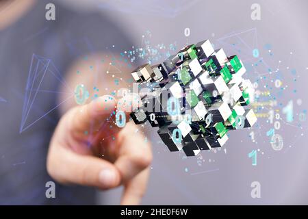 Big Data Cloud Digital 3D Stockfoto
