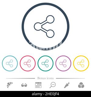 Verwenden Sie flache Farbsymbole in runden Umrissen. 6 Bonus-Symbole enthalten. Stock Vektor