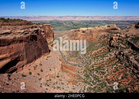 Eine Talansicht des Fruita Canyon im Colorado National Monument Stockfoto