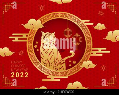 Eine Vektordarstellung des chinesischen Neujahrsjahres des Tigers 2022 Stock Vektor