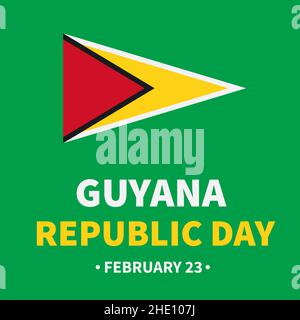 Banner zum Tag der Republik Guyana. Nationalfeiertag am 23. Februar. Vektor-Vorlage für Poster, Grußkarte, Flyer, etc. Stock Vektor