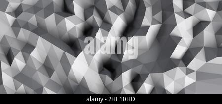 Eine 3D Rendering von silbernen Polygon Wand Hintergrund Stockfoto