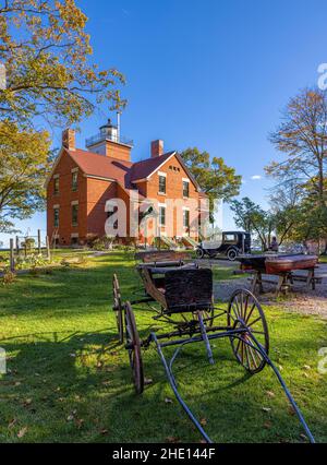 Rogers City, Michigan, USA - 23. Oktober 2021: Der Leuchtturm von 40 Mile Point Stockfoto