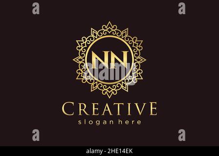 NN Initial Letter Luxus kalligraphisch feminin floral handgezeichnet heraldischen Monogramm antiken Vintage-Stil Luxus-Logo-Design Premium Stock Vektor