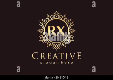 RX Anfangsbuchstabe Luxus kalligraphisch feminin floral handgezeichnet heraldischen Monogramm antiker Vintage-Stil Luxus-Logo-Design Premium Stock Vektor