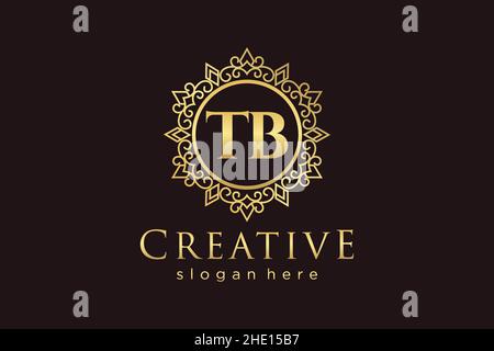 TB Anfangsbuchstabe Luxus kalligraphisch feminin floral handgezeichnet heraldischen Monogramm antiken Vintage-Stil Luxus-Logo-Design Premium Stock Vektor