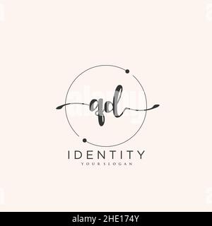 QD Handschrift Logo Vektor Kunst der ersten Unterschrift, Hochzeit, Mode, jewerly, Boutique, Blumen und botanische mit kreativer Vorlage für jedes Unternehmen Stock Vektor