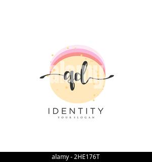 QD Handschrift Logo Vektor Kunst der ersten Unterschrift, Hochzeit, Mode, jewerly, Boutique, Blumen und botanische mit kreativer Vorlage für jedes Unternehmen Stock Vektor