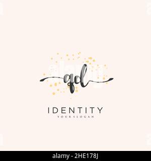 QD Handschrift Logo Vektor Kunst der ersten Unterschrift, Hochzeit, Mode, jewerly, Boutique, Blumen und botanische mit kreativer Vorlage für jedes Unternehmen Stock Vektor