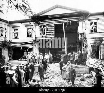 Das Haus des russischen Premierministers Pjotr Stolypin, nachdem 1906 beim Attentat von ana eine Bombe explodierte Stockfoto