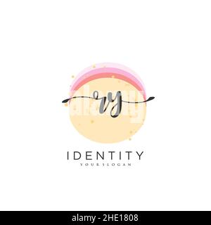 RY Handschrift Logo Vektor Kunst der ersten Unterschrift, Hochzeit, Mode, jewerly, Boutique, Blumen und botanische mit kreativer Vorlage für jedes Unternehmen Stock Vektor