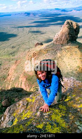 Besteigung von Montezumas Kopf im Organ Pipe National Monument. Arizona Stockfoto