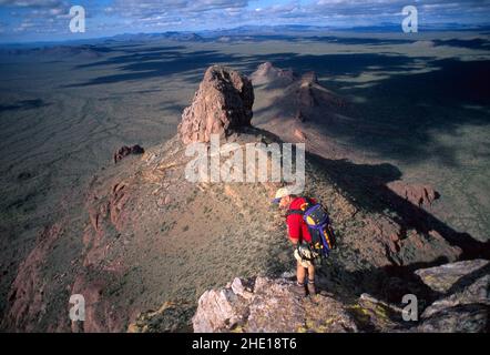 Besteigung von Montezumas Kopf im Organ Pipe National Monument. Arizona Stockfoto