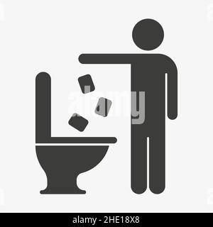 Vektor-Symbol wirft Toilettenpapier in die Toilette Stock Vektor