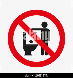 Toilettenabfallschild. Kein Schild mit Toilettenmüllung Stock Vektor