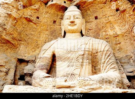 DATONG, CHINA - 14. JUNI 2017 - das Foto vom 14. Juni 2017 zeigt die Landschaft der Yungang Grotten in Datong, der nordchinesischen Provinz Shanxi. Stockfoto