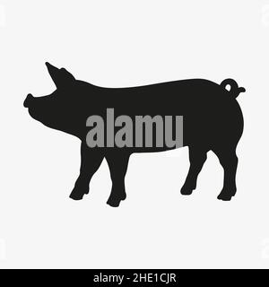 Silhouette von Schwein isoliert auf weißem Hintergrund Stock Vektor