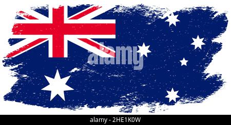 Flagge Australiens. Grunge Pinselstrich mit Australien Nationalflagge auf weißem Hintergrund. Flagge des Commonwealth of Australia ist Symbol der Freiheit, Patrioti Stock Vektor