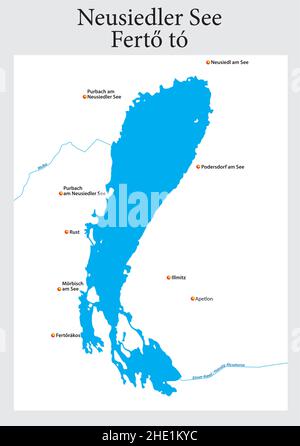 Einfache Übersichtskarte von Österreich Ungarischer Neusiedler See Stock Vektor