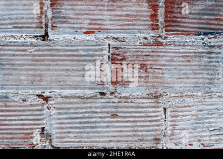 Eine Nahaufnahme einer weißen Backsteinmauer Stockfoto