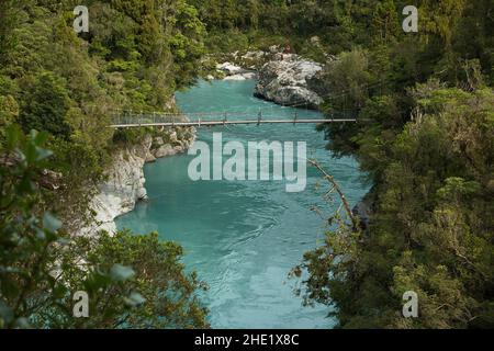 Hängebrücke in Hokitika Gorge, Westküste auf Südinsel Neuseeland Stockfoto