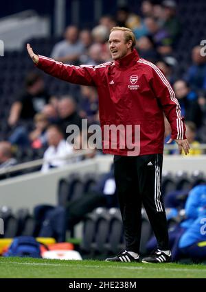 Aktenfoto vom 08-08-2021 von Arsenals Manager Jonas Eidefall, der sich gefragt hat, ob einige Super League-Vereine der Frauen alles in ihrer Möglichkeiten tun, um die Ausbreitung des Coronavirus zu verhindern. Ausgabedatum: Samstag, 8. Januar 2022. Stockfoto