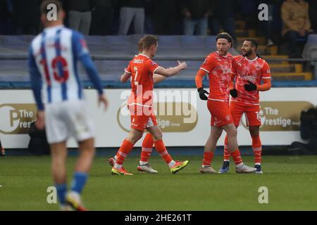 HARTLEPOOL, GROSSBRITANNIEN. JAN 8th Keshi Anderson von Blackpool feiert am Samstag, den 8th. Januar 2022, ihr erstes Tor beim FA Cup-Spiel zwischen Hartlepool United und Blackpool im Victoria Park, Hartlepool. (Kredit: Mark Fletcher | MI News) Kredit: MI Nachrichten & Sport /Alamy Live News Stockfoto