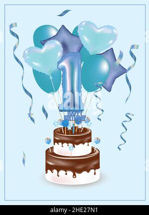 Alles gute zum ersten Geburtstag Karte. vektor-Illustration Stock Vektor