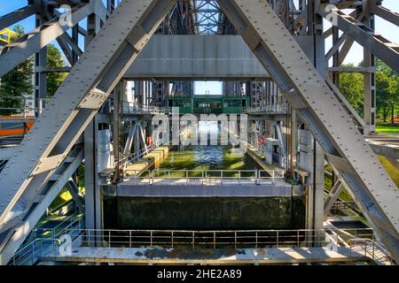 Innenansicht des alten Niederfinowschiffes, oder-Havel-Kanal, Brandenburg, Deutschland Stockfoto