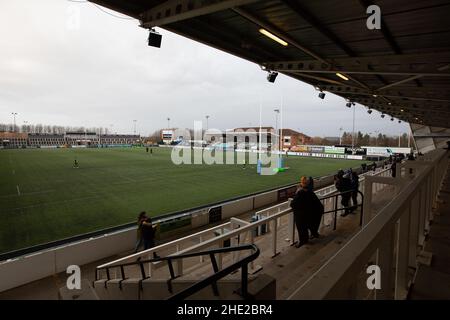 Newcastle, Großbritannien. 08th Januar 2022. NEWCASTLE UPON TYNE, GROSSBRITANNIEN. JAN 8th Eine allgemeine Aufnahme des Kingston Park Pitches vor dem Spiel der Gallagher Premiership zwischen Newcastle Falcons und Northampton Saints im Kingston Park, Newcastle am Samstag, 8th. Januar 2022. (Kredit: Chris Lishman | MI News) Kredit: MI Nachrichten & Sport /Alamy Live News Stockfoto