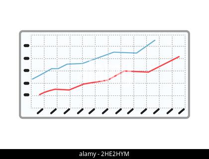 Wachstumskarte auf weißem Hintergrund isoliert. Flacher Cartoon-Stil Stock Vektor