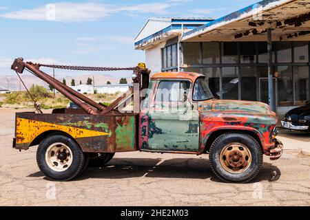 Verrostete antike Chevrolet-Abschleppwagen; Green River; Utah; USA Stockfoto