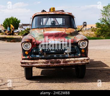 Verrostete antike Chevrolet-Abschleppwagen; Green River; Utah; USA Stockfoto